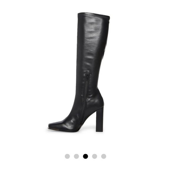 Womens black heeled, square toe boot with silver detail in front. Super cute. - Picture 2 of 4